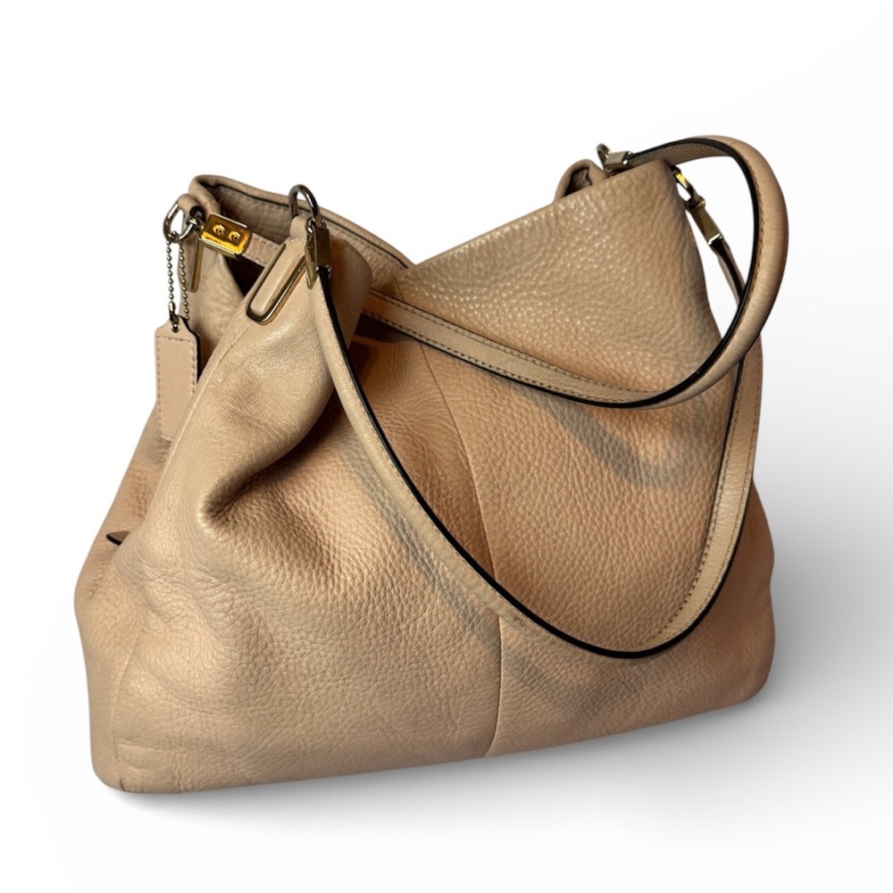 Coach Pebbled Leather Shoulder Bag – Cream/Beige – Authentic – Dust Bag Included